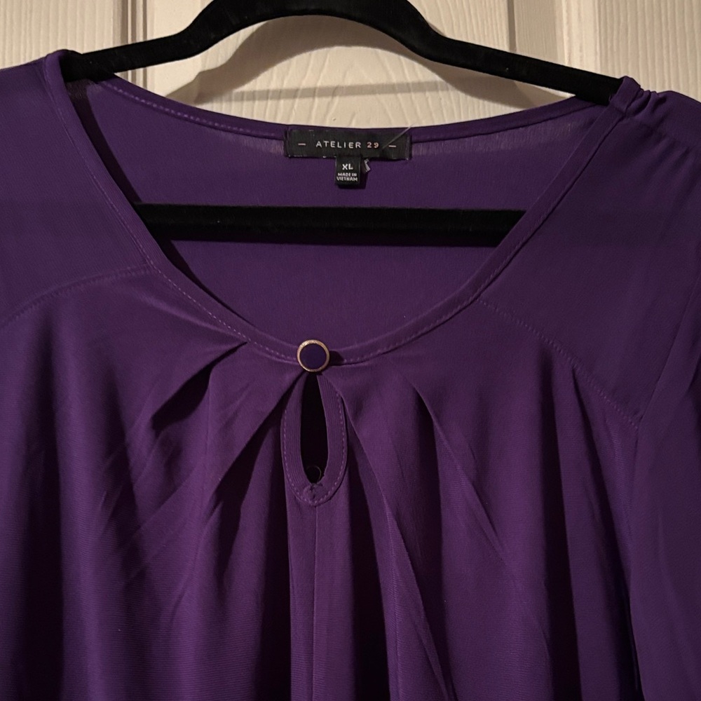 Atelier 29 Purple Chiffon Keyhole Blouse - Picture 3 of 6